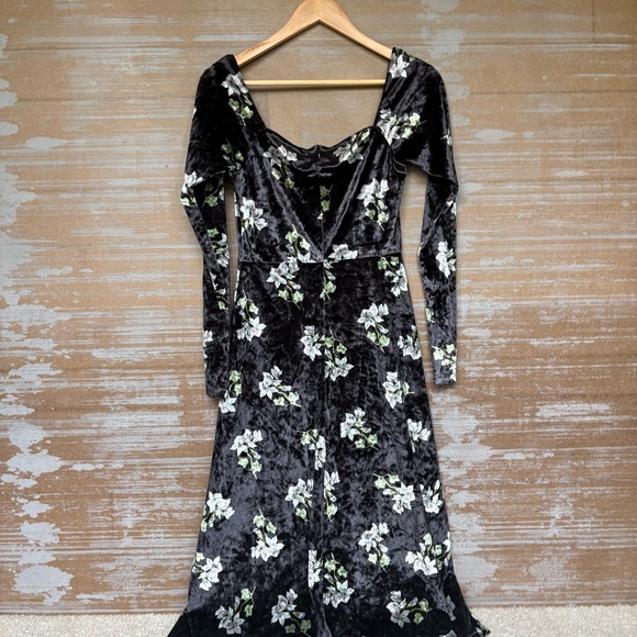 Anthropologie Hutch Velvet Midi Dress Floral Boho Classic Wedding Womens XS - Picture 4 of 6